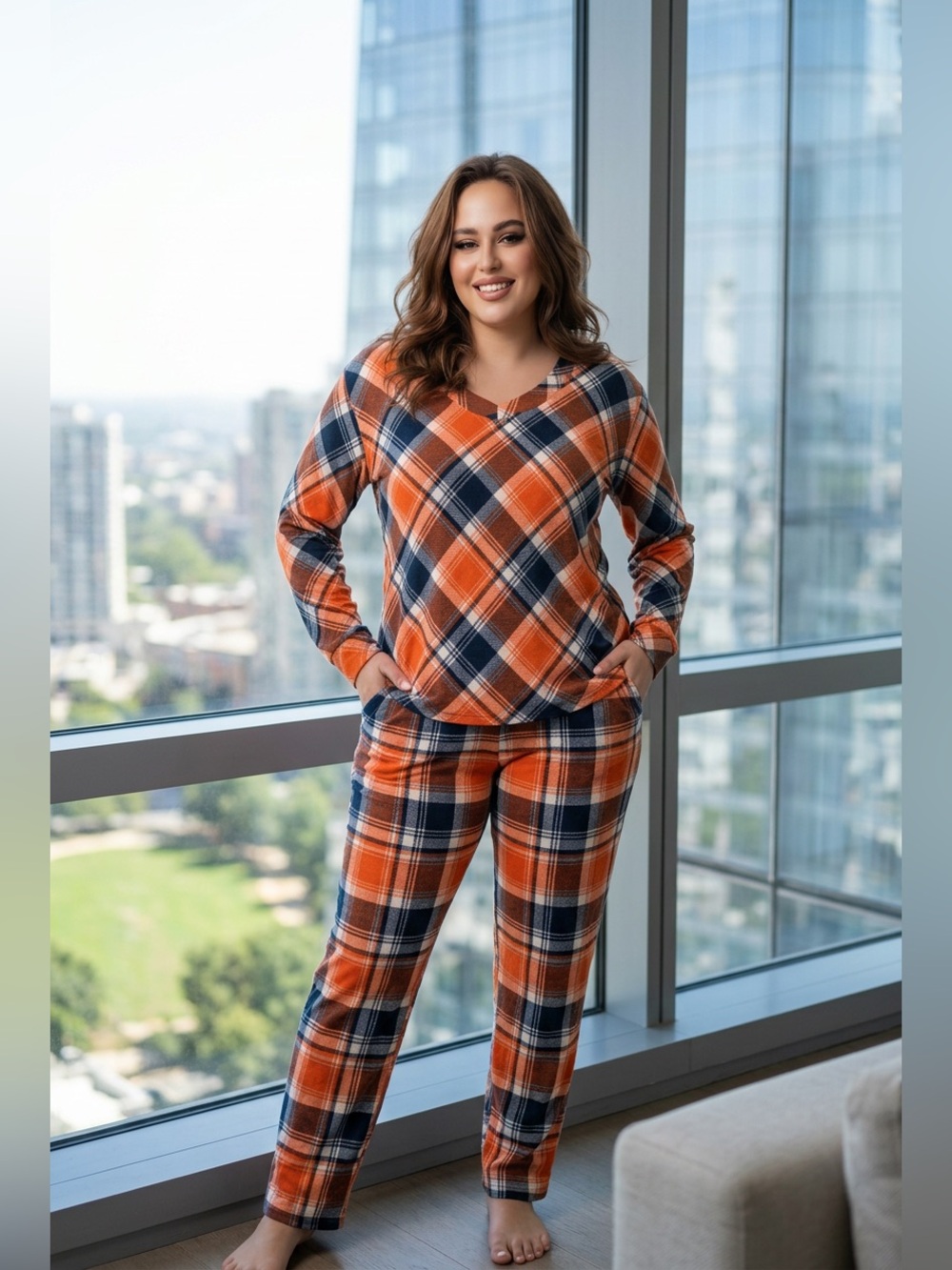 Just Be Plus Super Soft Plaid Sleep Set – Red & Black, Size 3X